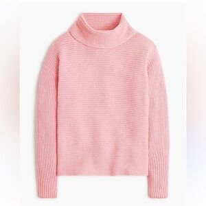 J.Crew Women’s Pink Cowlneck Sweater Size M Cotton Blend Rib Knit Lightweight